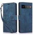 For Google Pixel 6 Pro Orchid Butterfly Embossed Leather Phone Case(Blue)