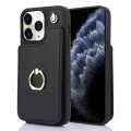 For iPhone 11 Pro YM005 Skin Feel Card Bag Phone Case with Long Lanyard(Black)