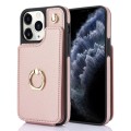 For iPhone 11 Pro Max YM005 Skin Feel Card Bag Phone Case with Long Lanyard(Rose Gold)