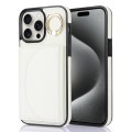 For iPhone 15 Pro Max YM007 Ring Holder Card Bag Skin Feel Phone Case(White)