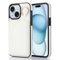 For iPhone 15 YM007 Ring Holder Card Bag Skin Feel Phone Case(White)