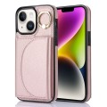 For iPhone 14 Plus YM007 Ring Holder Card Bag Skin Feel Phone Case(Rose Gold)