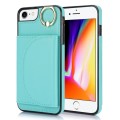 For iPhone SE 2020 / 2020 / 8 / 7 YM007 Ring Holder Card Bag Skin Feel Phone Case(Green)