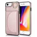 For iPhone SE 2020 / 2020 / 8 / 7 YM007 Ring Holder Card Bag Skin Feel Phone Case(Rose Gold)