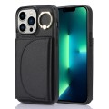 For iPhone 13 Pro Max YM007 Ring Holder Card Bag Skin Feel Phone Case(Black)