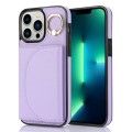 For iPhone 13 Pro YM007 Ring Holder Card Bag Skin Feel Phone Case(Purple)
