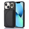 For iPhone 13 YM007 Ring Holder Card Bag Skin Feel Phone Case(Black)