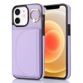 For iPhone 12 / 12 Pro YM007 Ring Holder Card Bag Skin Feel Phone Case(Purple)