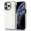 For iPhone 11 Pro Max YM007 Ring Holder Card Bag Skin Feel Phone Case(White)