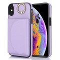 For iPhone X / XS YM007 Ring Holder Card Bag Skin Feel Phone Case(Purple)