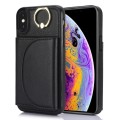 For iPhone X / XS YM007 Ring Holder Card Bag Skin Feel Phone Case(Black)
