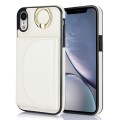For iPhone XR YM007 Ring Holder Card Bag Skin Feel Phone Case(White)