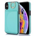 For iPhone XS Max YM007 Ring Holder Card Bag Skin Feel Phone Case(Green)