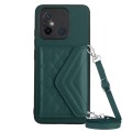 For Xiaomi Redmi 12C / 11A Rhombic Texture Card Bag RFID Phone Case with Long Lanyard(Green)