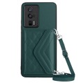 For Xiaomi Redmi K60 / K60 Pro Rhombic Texture Card Bag RFID Phone Case with Long Lanyard(Green)