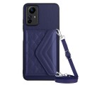 For Xiaomi Redmi Note 12S 4G Rhombic Texture Card Bag RFID Phone Case with Long Lanyard(Dark Purple)