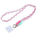 Universal Phone Three Strand Long Lanyard(Pink Rose Red Green)