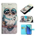 For Xiaomi Redmi Note 13 4G Global 3D Painting Horizontal Flip Leather Phone Case(Grey Owl)