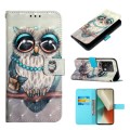 For Xiaomi Redmi Note 13 5G Global 3D Painting Horizontal Flip Leather Phone Case(Grey Owl)