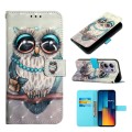 For Xiaomi Poco M6 Pro 4G 3D Painting Horizontal Flip Leather Phone Case(Grey Owl)