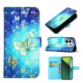 For Xiaomi Redmi Note 13 Pro 5G Global 3D Painting Horizontal Flip Leather Phone Case(Golden Butterf