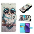 For Xiaomi Redmi Note 13 Pro+ 5G 3D Painting Horizontal Flip Leather Phone Case(Grey Owl)