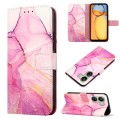 For Xiaomi Redmi 13C PT003 Marble Pattern Flip Leather Phone Case(Pink Purple Gold)