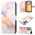 For Xiaomi Redmi 13C PT003 Marble Pattern Flip Leather Phone Case(Galaxy Marble White)