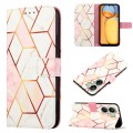 For Xiaomi Redmi 13C PT003 Marble Pattern Flip Leather Phone Case(Pink White)