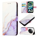 For Xiaomi Redmi A3 PT003 Marble Pattern Flip Leather Phone Case(White Purple)