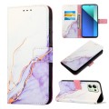 For Xiaomi Redmi Note 13 4G Global PT003 Marble Pattern Flip Leather Phone Case(White Purple)