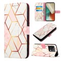 For Xiaomi Redmi Note 13 5G Global PT003 Marble Pattern Flip Leather Phone Case(Pink White)