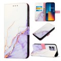 For Xiaomi Redmi Note 13 Pro 4G Global PT003 Marble Pattern Flip Leather Phone Case(White Purple)