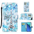 For Xiaomi Redmi Note 13 4G Global Colored Drawing Pattern Plain Weave Leather Phone Case(Tower Butt