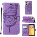 For Xiaomi Redmi 13C Embossed Butterfly Leather Phone Case(Purple)