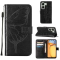 For Xiaomi Redmi 13C Embossed Butterfly Leather Phone Case(Black)