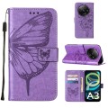 For Xiaomi Redmi A3 Embossed Butterfly Leather Phone Case(Purple)