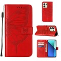 For Xiaomi Redmi Note 13 4G Global Embossed Butterfly Leather Phone Case(Red)