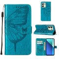 For Xiaomi Redmi Note 13 4G Global Embossed Butterfly Leather Phone Case(Blue)
