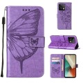 For Xiaomi Redmi Note 13 5G Global Embossed Butterfly Leather Phone Case(Purple)