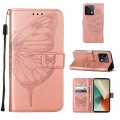 For Xiaomi Redmi Note 13 5G Global Embossed Butterfly Leather Phone Case(Rose Gold)
