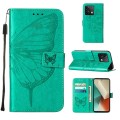 For Xiaomi Redmi Note 13 5G Global Embossed Butterfly Leather Phone Case(Green)