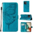 For Xiaomi Redmi Note 13 5G Global Embossed Butterfly Leather Phone Case(Blue)