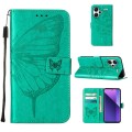 For Xiaomi Redmi Note 13 Pro+ 5G Embossed Butterfly Leather Phone Case(Green)