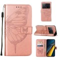 For Xiaomi Redmi K70E Embossed Butterfly Leather Phone Case(Rose Gold)