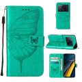 For Xiaomi Redmi K70E Embossed Butterfly Leather Phone Case(Green)