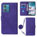 For Motorola Edge 40 Neo Crossbody 3D Embossed Flip Leather Phone Case(Purple)