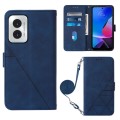 For Motorola Moto G Play 4G 2024 Crossbody 3D Embossed Flip Leather Phone Case(Blue)