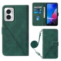 For Motorola Moto G Play 4G 2024 Crossbody 3D Embossed Flip Leather Phone Case(Dark Green)