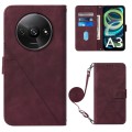 For Xiaomi Redmi A3 Crossbody 3D Embossed Flip Leather Phone Case(Wine Red)
